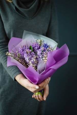 nice bouquet in the handsの写真素材