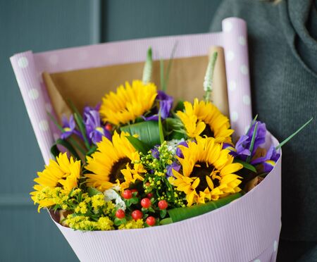 nice bouquet in the handsの写真素材