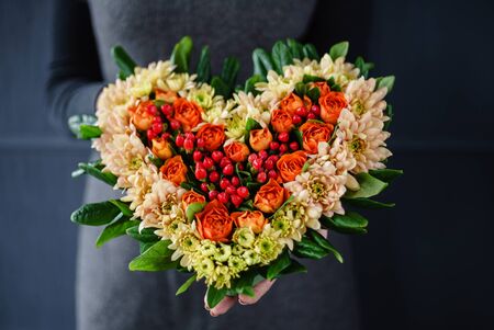 nice bouquet in the handsの写真素材