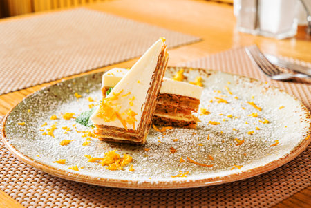 carrot cake  with cream cheeseの写真素材