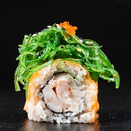 sushi on the black backgroundの写真素材