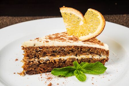 carrot cake with orange and mintの写真素材