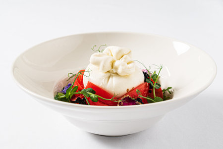 caprese salad on the white backgroundの写真素材