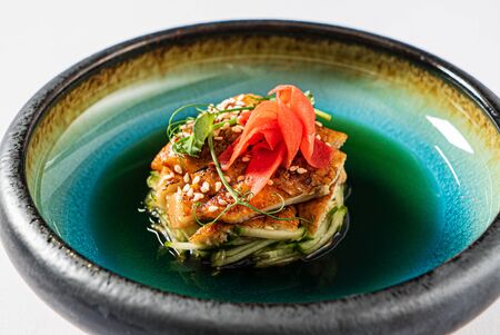 Eel tartare with ginger and sesame seedsの写真素材