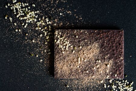 Raw chocolate with quinoa and berries,の写真素材