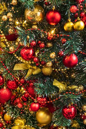 Beautiful Christmas tree with ballsの写真素材