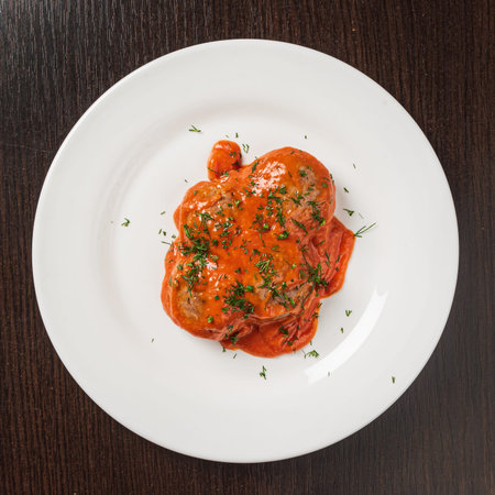 meatballs with tomato sauce, top view