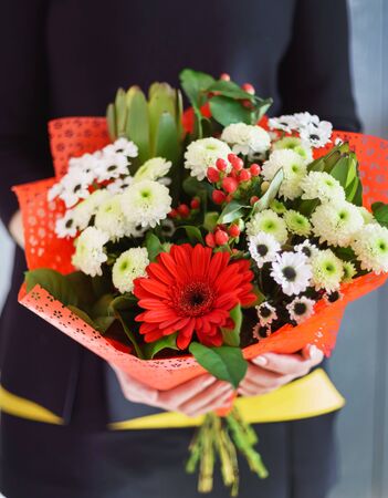 nice bouquet in the handsの写真素材