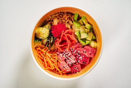 poke bowl  with fresh vegetables