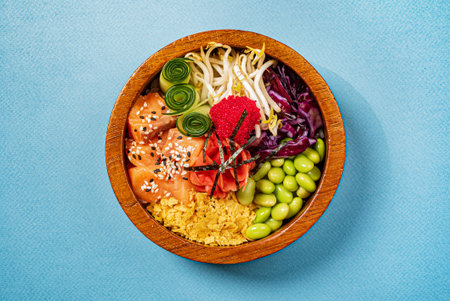 poke bowl  with fresh vegetables
