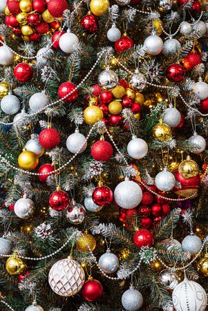 beautiful Christmas tree with ballsの写真素材