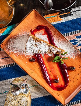 tasty cake with honey and nutsの写真素材