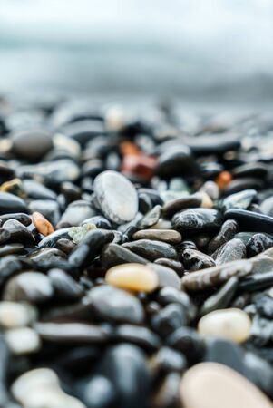 pebbles on the beach, nature textureの写真素材