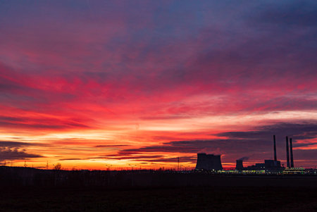 sunset over city, nice sunset sky