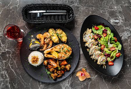 asian set in the restaurantの写真素材