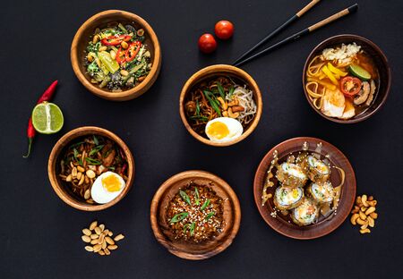 asian set on the tableの写真素材