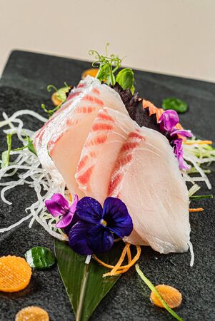 Creative japanese appetizer on the plateの写真素材