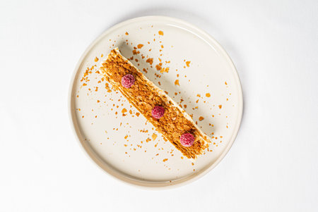 Honey pastry with frozen raspberries