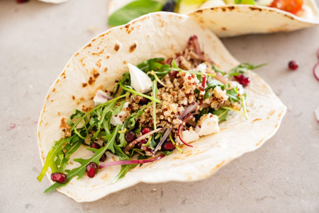 pita bread with fresh vegetables and dressing