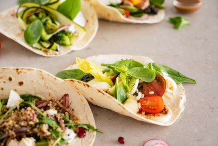 pita bread with fresh vegetables and dressing