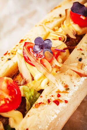 sandwich with chicken and vegetablesの写真素材