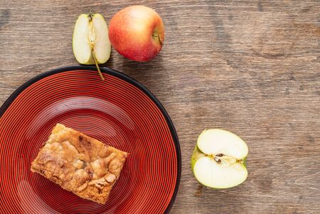 tasty apple cake, top viewの写真素材