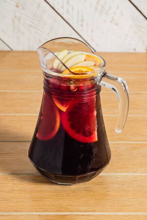 summer drink on the wooden backgroundの写真素材