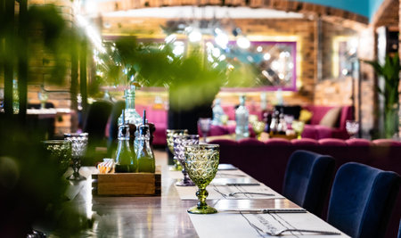 Interior of cozy restaurant