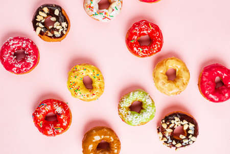 Homemade Round Glazed Donuts Ready to Eatの写真素材