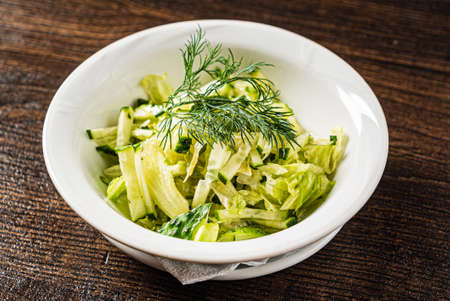 salad with vegetables and herbsの写真素材