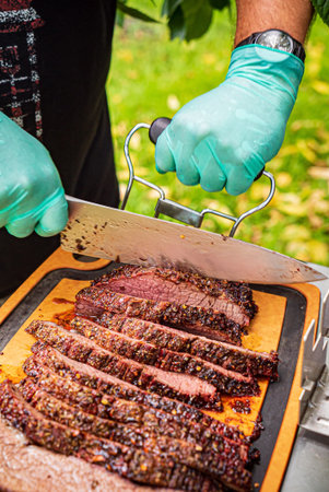 grilled meat with grilled vegetables