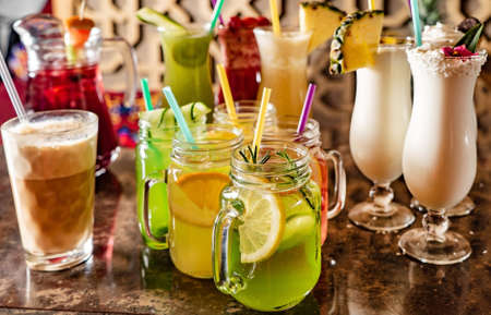 summer cocktails in the barの写真素材