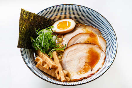 Soy sauce flavored ramen with porkの写真素材