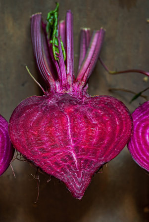 fresh beetroots on the wooden background