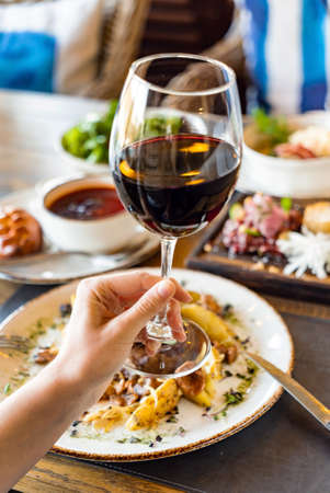 tasty dinner in the restaurantの写真素材