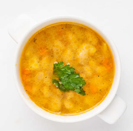 tasty soup on the white backgroundの写真素材