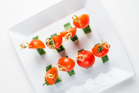 veggie appetizers on the white plate