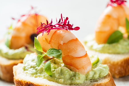 canape with cream cheese and shrimps