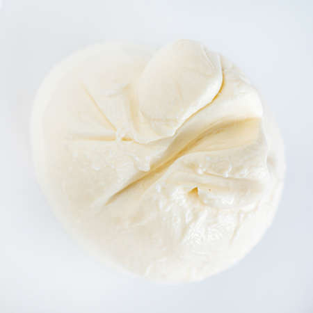 homemade burrata cheese on plateの写真素材