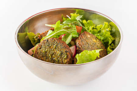 vegetable cutlets with fresh saladの写真素材