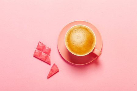 cup of coffee and pink chocolate