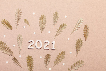 New Year card with plants