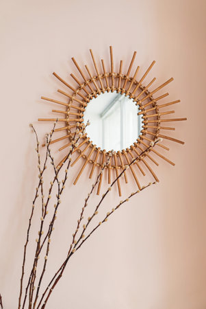 creative mirror on the wallの写真素材