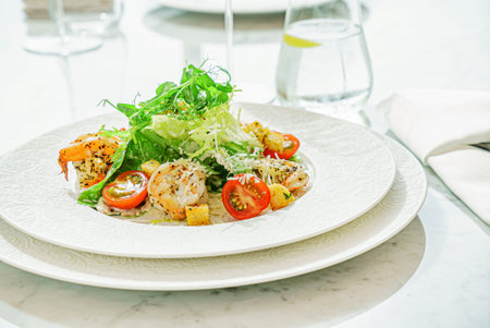 salad with shrimps and vegetables