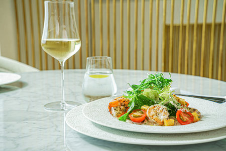 salad with shrimps and vegetables