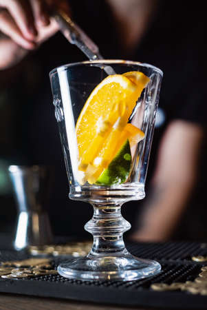 winter tea with orange and herbsの写真素材