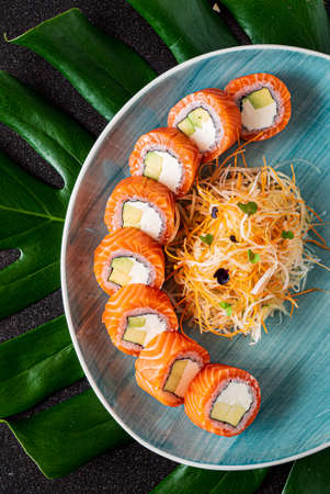 sushi on the dark backgroundの写真素材