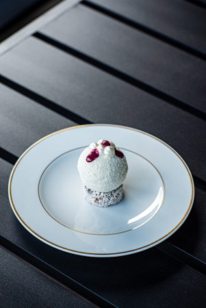 creative dessert in the restaurantの写真素材