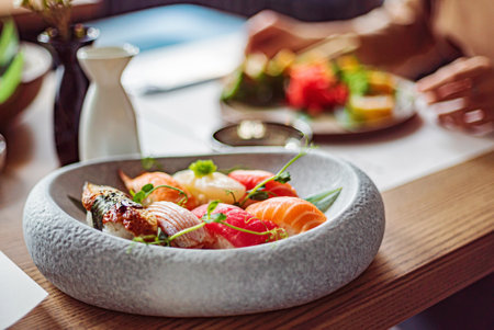 sushi set in the restaurantの写真素材