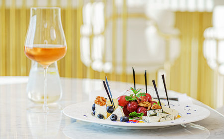 cheese plate on the catering tableの写真素材